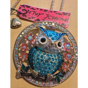 Betsey Johnson Retired Crystal Owl Whimsigoth Necklace NWT Y2K Fairycore